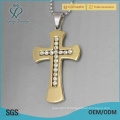 Pendentif crucifix en cristal de cristal d&#39;or, bijoux celtiques pour femmes